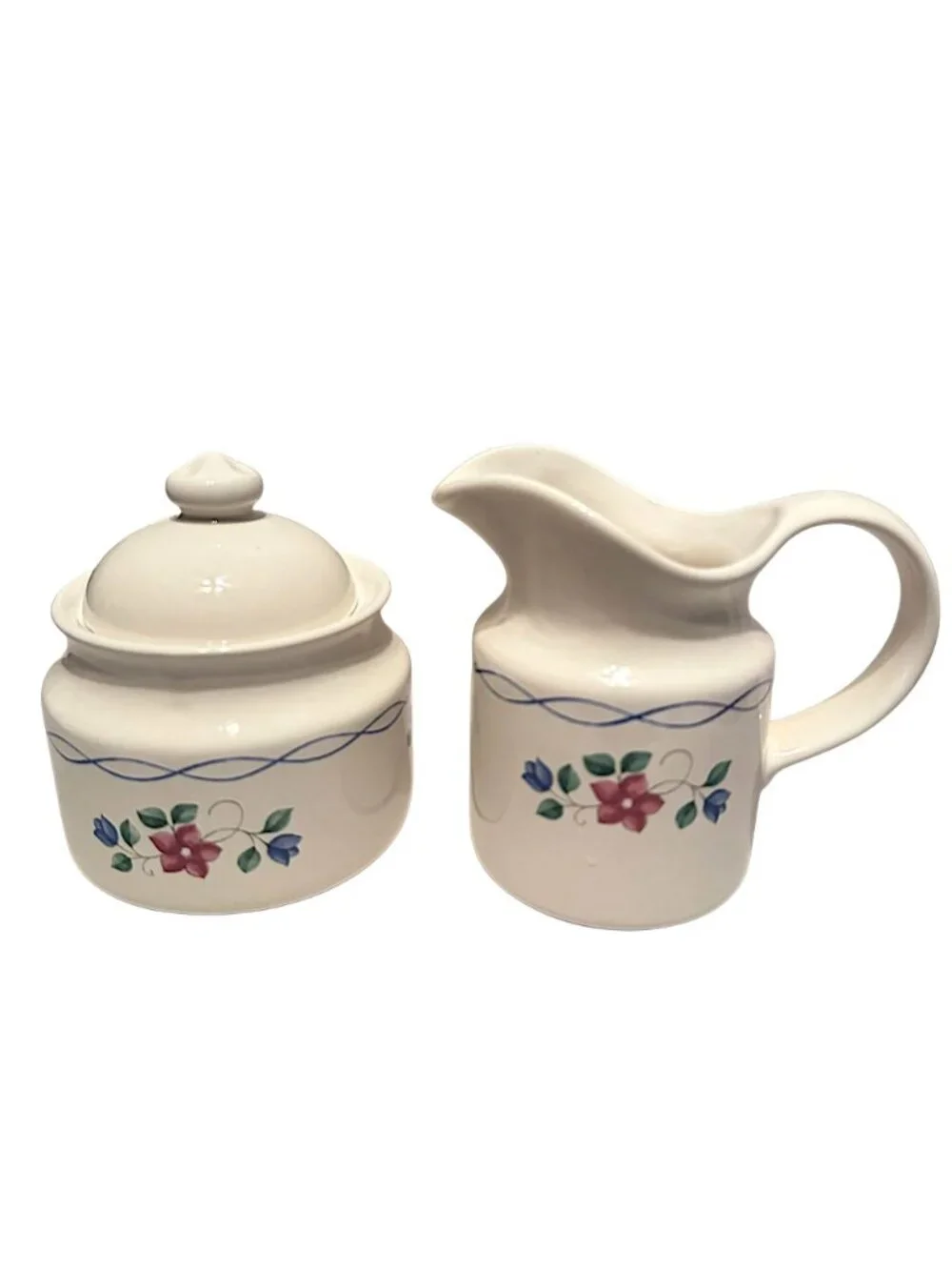 Pfaltzgraff Bonnie Brae Creamer & Sugar Bowl Set Design USA